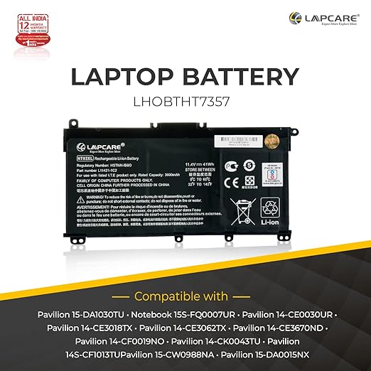 Lapcare HT03XL L11119-857 L11119-855 L11421-542 Laptop Battery Compatible with Hp Pavilion 14-CE0000 Series: 14-ce1056wm 14-ce0064st 14-ce0006dx 14-ce0025tu Battery-- MPN: HT03XL 1 Year Warranty - Image 5