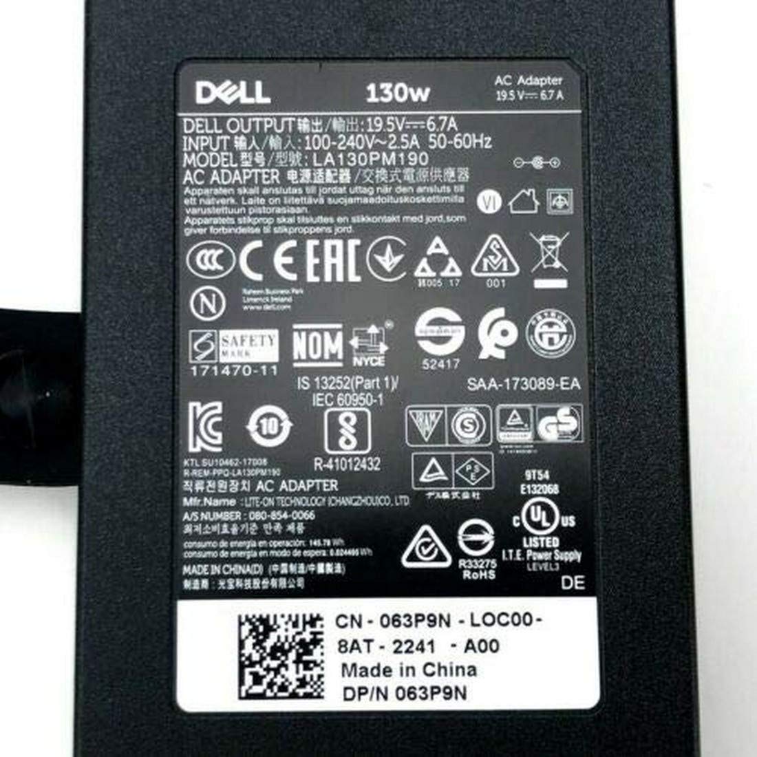 Dell 130W AC Adapter 19.5V 7.4mm Pin Laptop Charger Adapter With Power Cord-- MPN: JU012 - Image 4