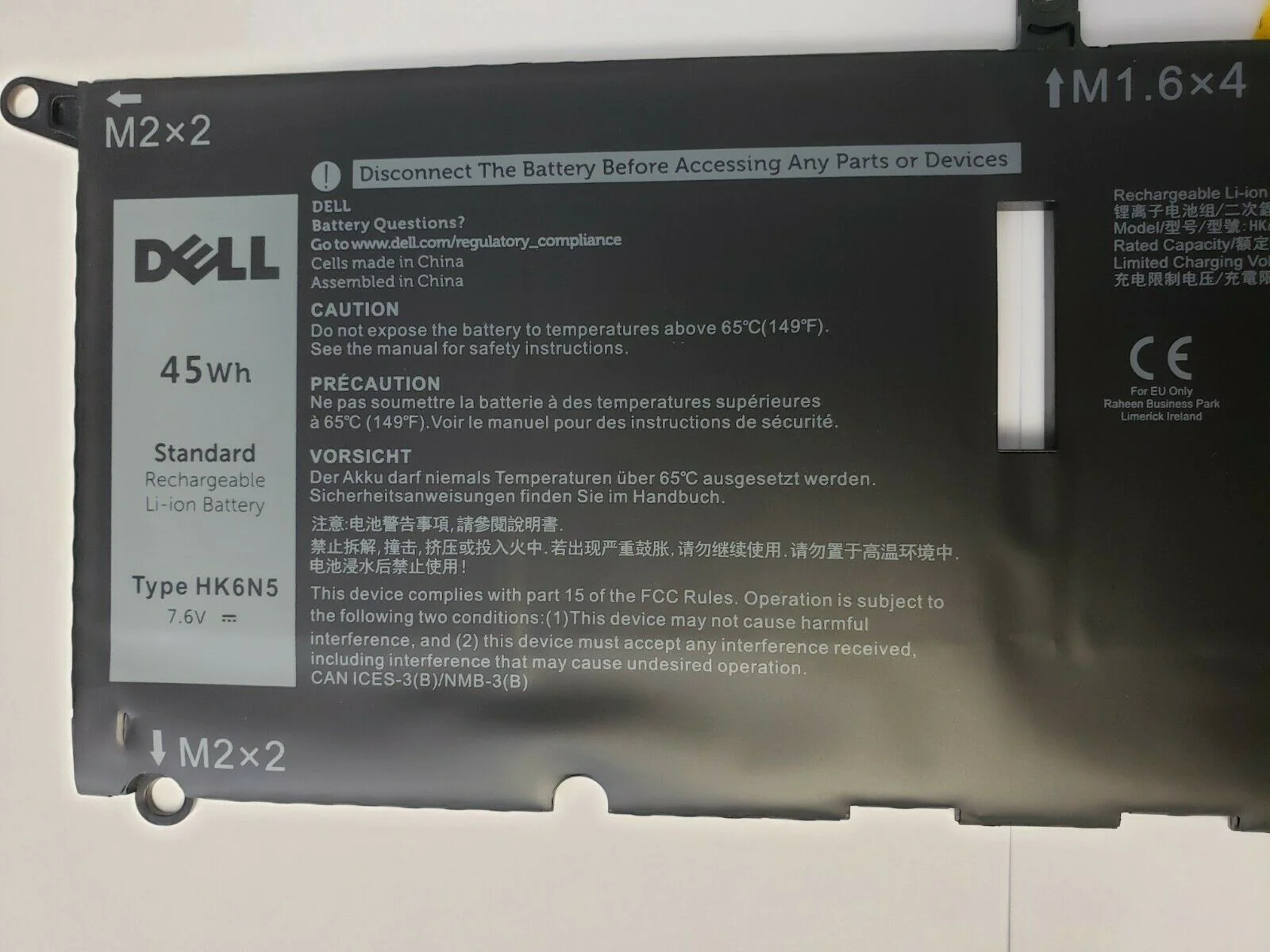 HK6N5 - laptop battery for Dell Inspiron 13 5000 5390 Latitude 3301 7.6V 45Wh - Image 3